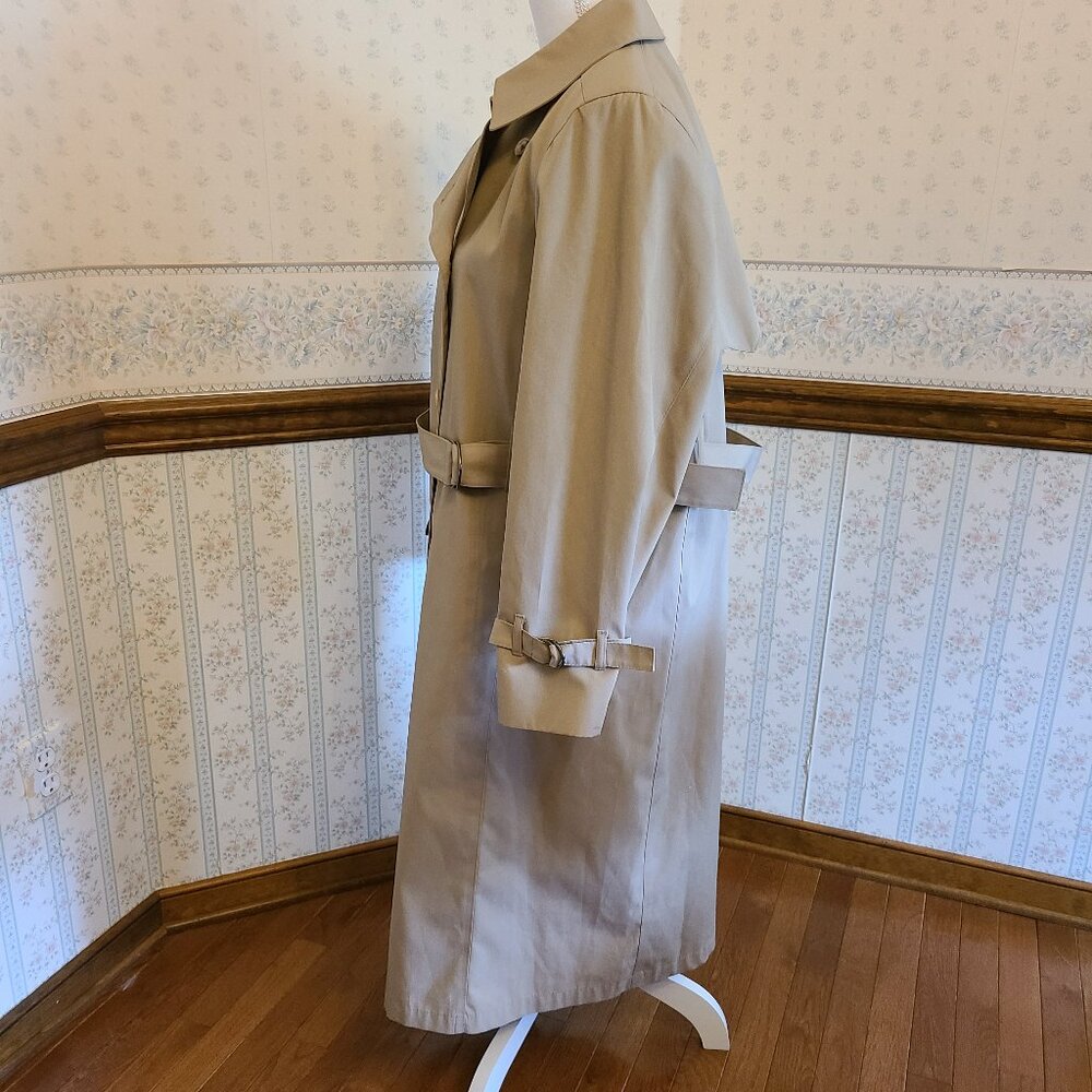 LONDON FOG VINTAGE WOMEN DOUBLE BREASTED BEIGE TRENCH COAT-CLASSIC BELTED STYLE - Picture 5 of 12